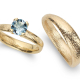 Waveringe med Aquamarin i 14 kt. Guld - Guldsmed Lars Glad